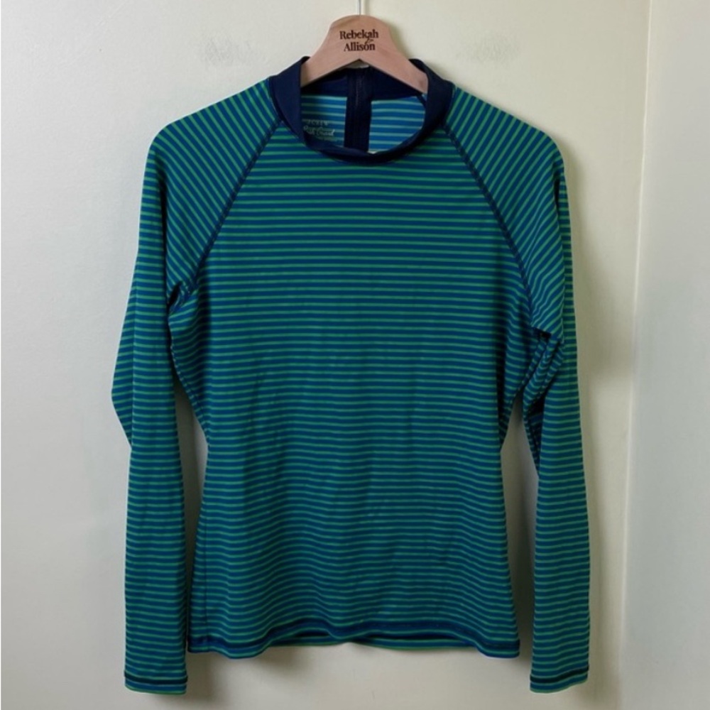 Super cute J. Crew Long Sleeve Rash Guard in Green & Blue Stripes Size large